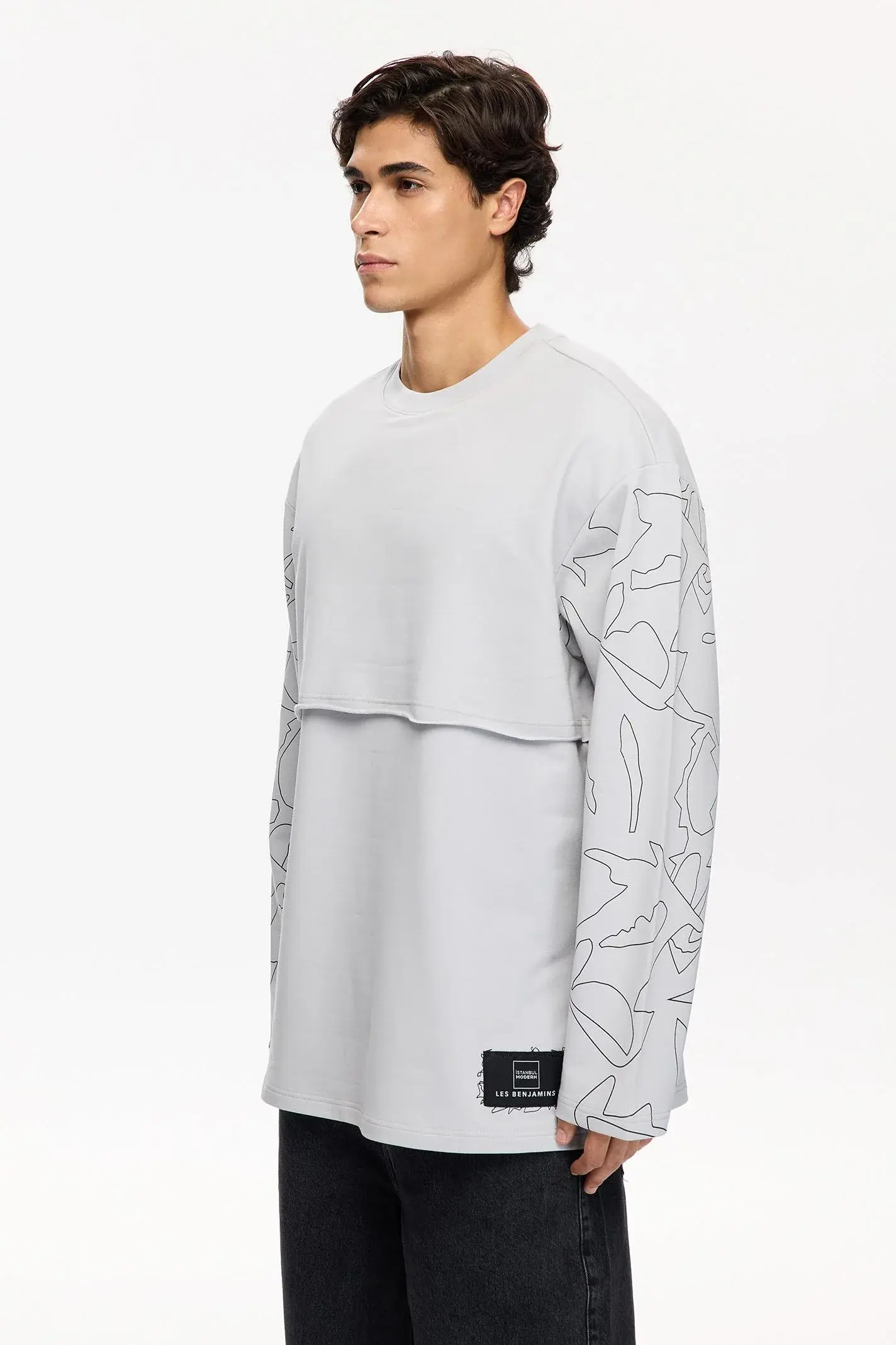 İstanbul Modern x Les Benjamins - Regular Fit Gray Sweatshirt - 501