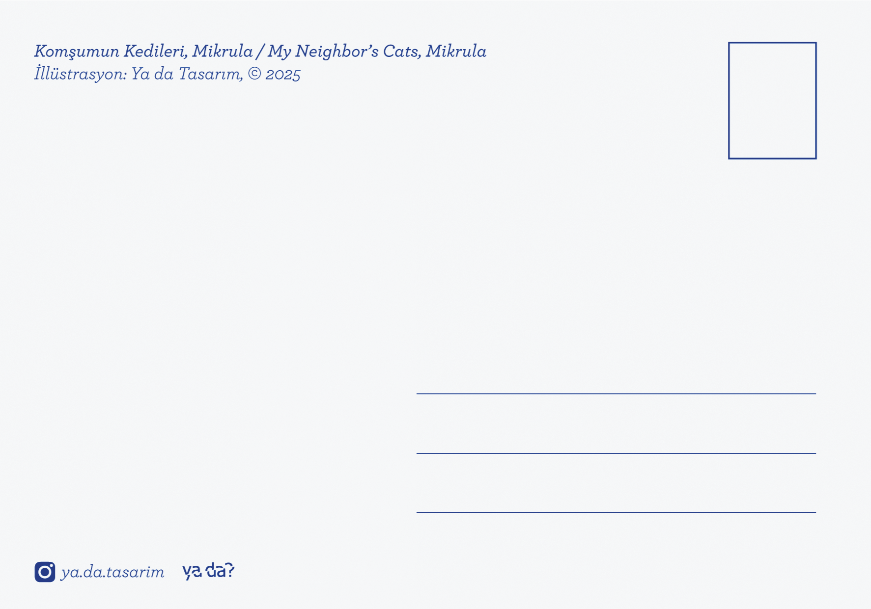 Postcard - Ya Da Design - "My Neighbor's Cats, Mikrula"