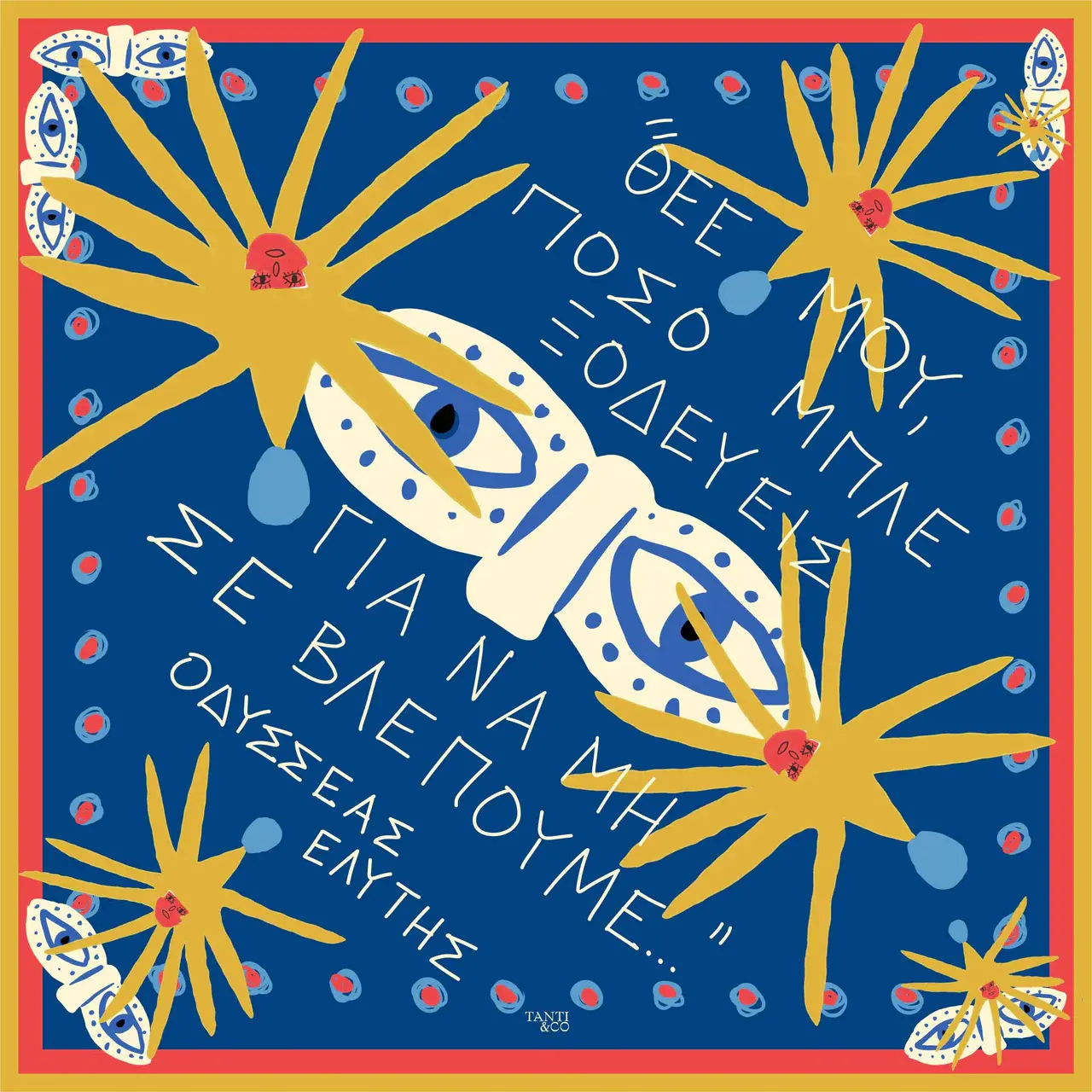 Tanti Silk Scarf - Mini Blue (Greek)