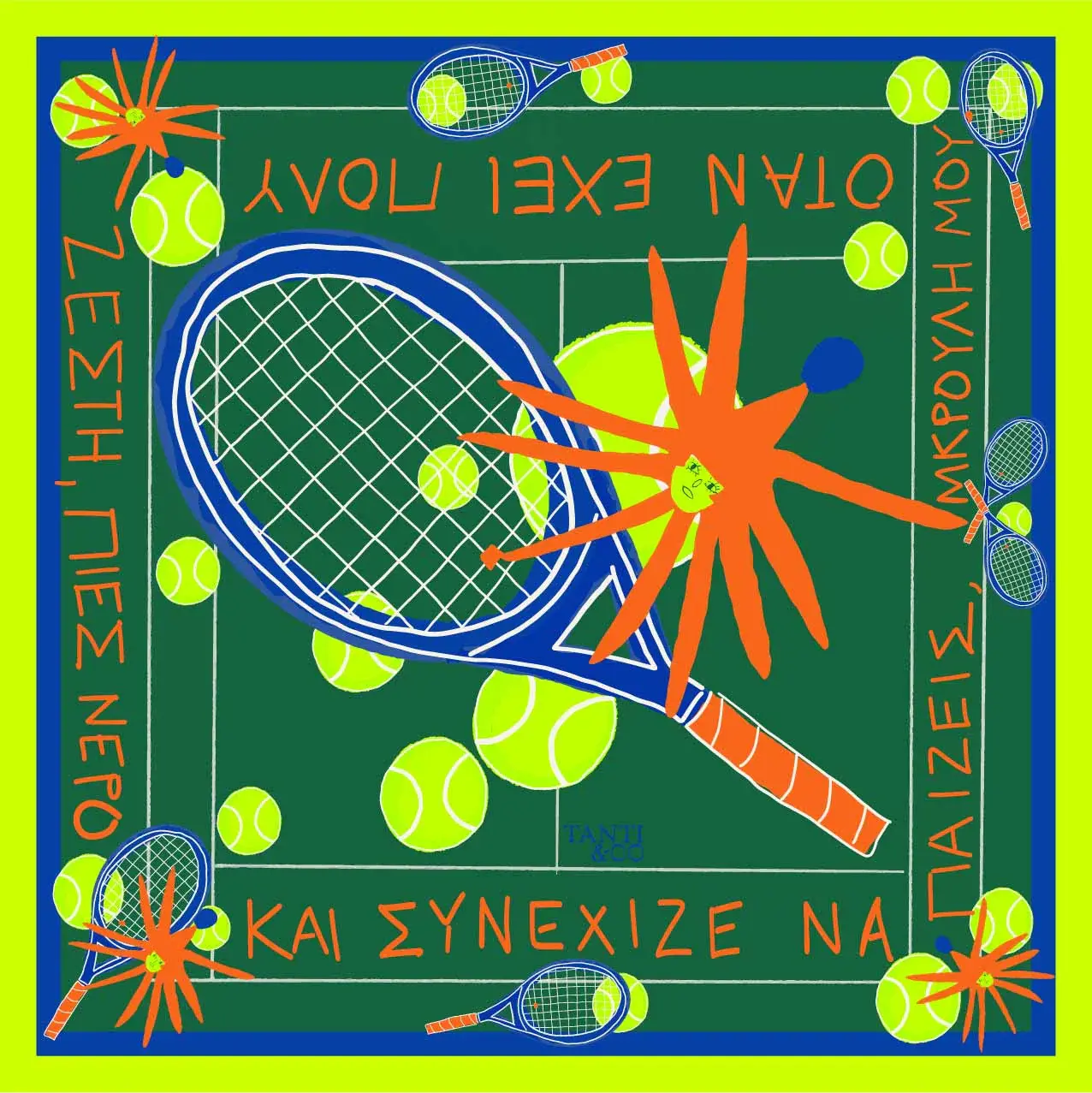 Tanti Silk Scarf - Big Tennis (Greek)