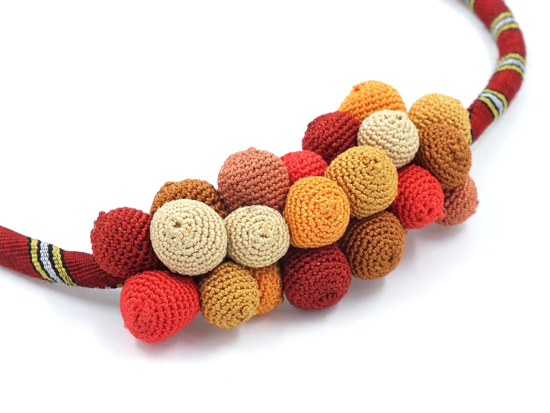Soma - Crochet Beaded Necklace - Orange
