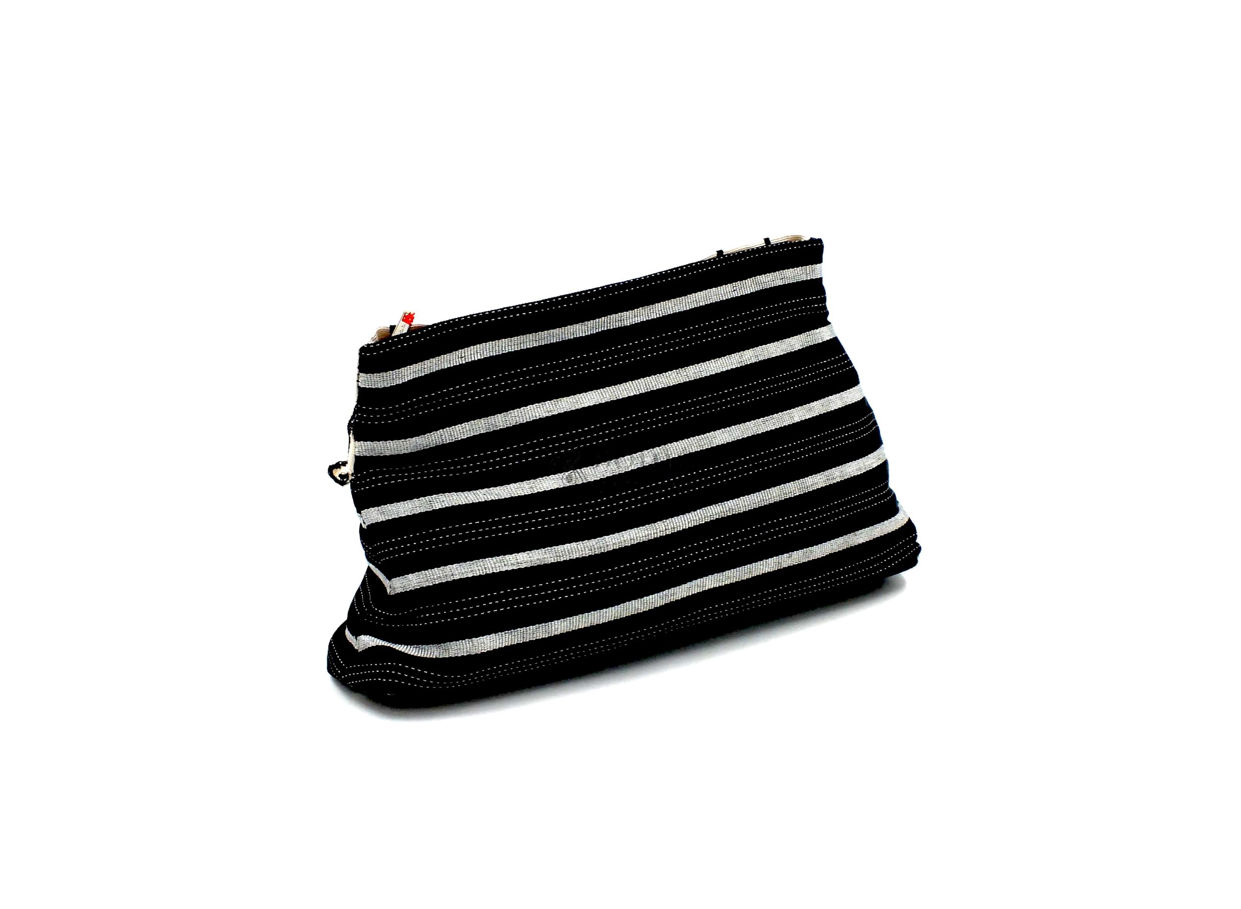 Soma -  Embroidered Black and White Striped Bag 
