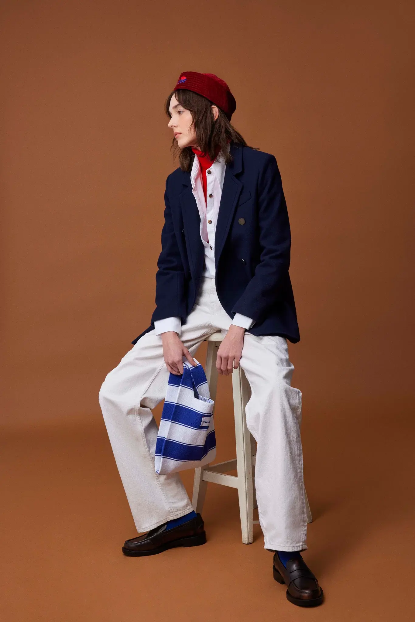 Tête Bleue - Tote Bag - Lea Striped Knit - Navy