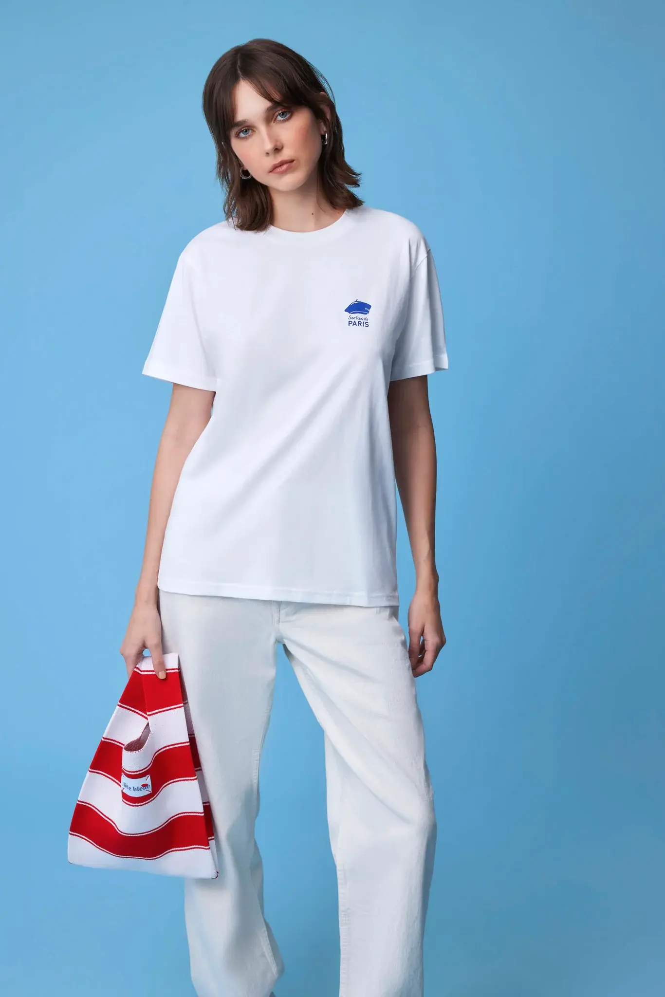 Tête Bleue - Tote Bag - Lea Striped Knit - Red