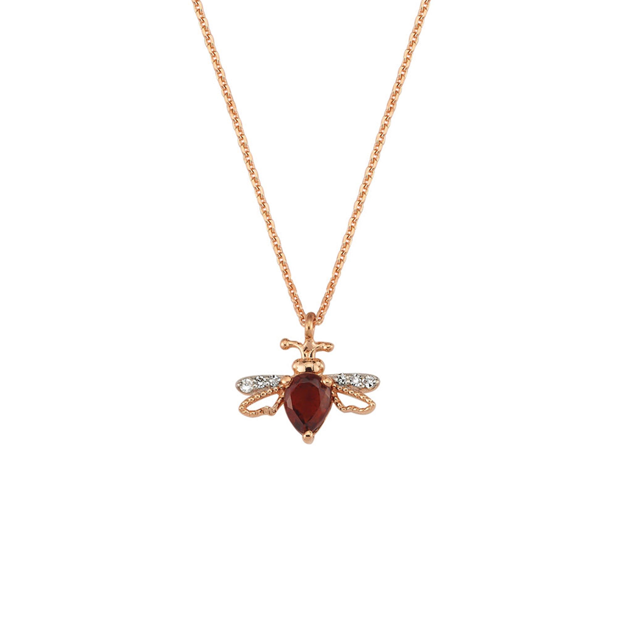 Bee Goddess - Queen Bee Lili Altın Pırlanta Garnet Kolye Xs