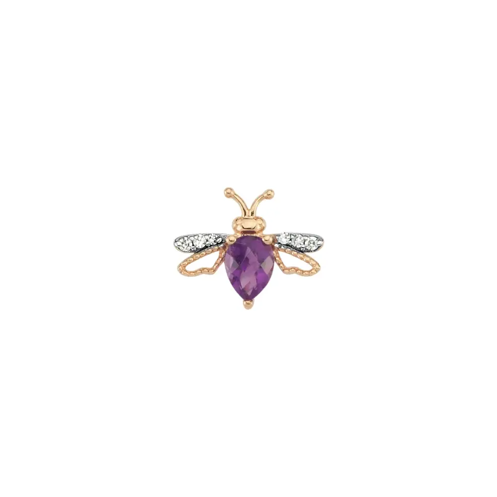 Bee Goddess - Queen Bee Lili Gold Amethyst Single Earring