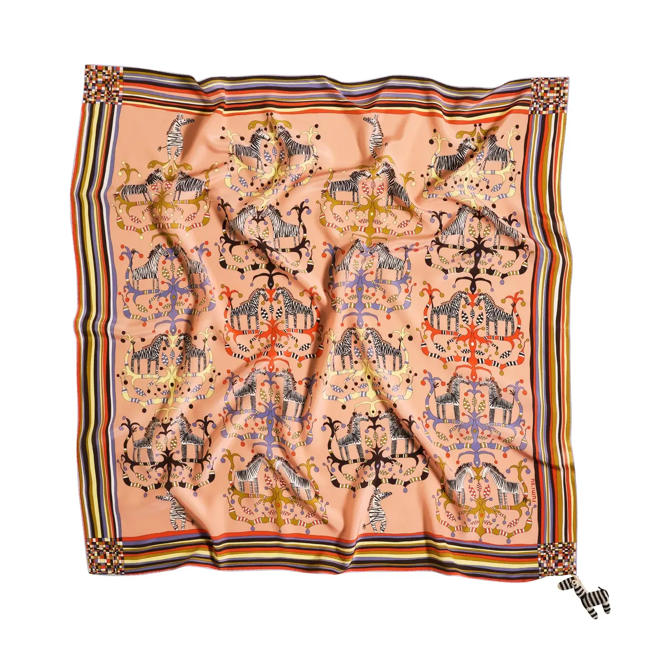 Rumisu - Silk Scarf - When Zebras Climb - 105 X 105 cm