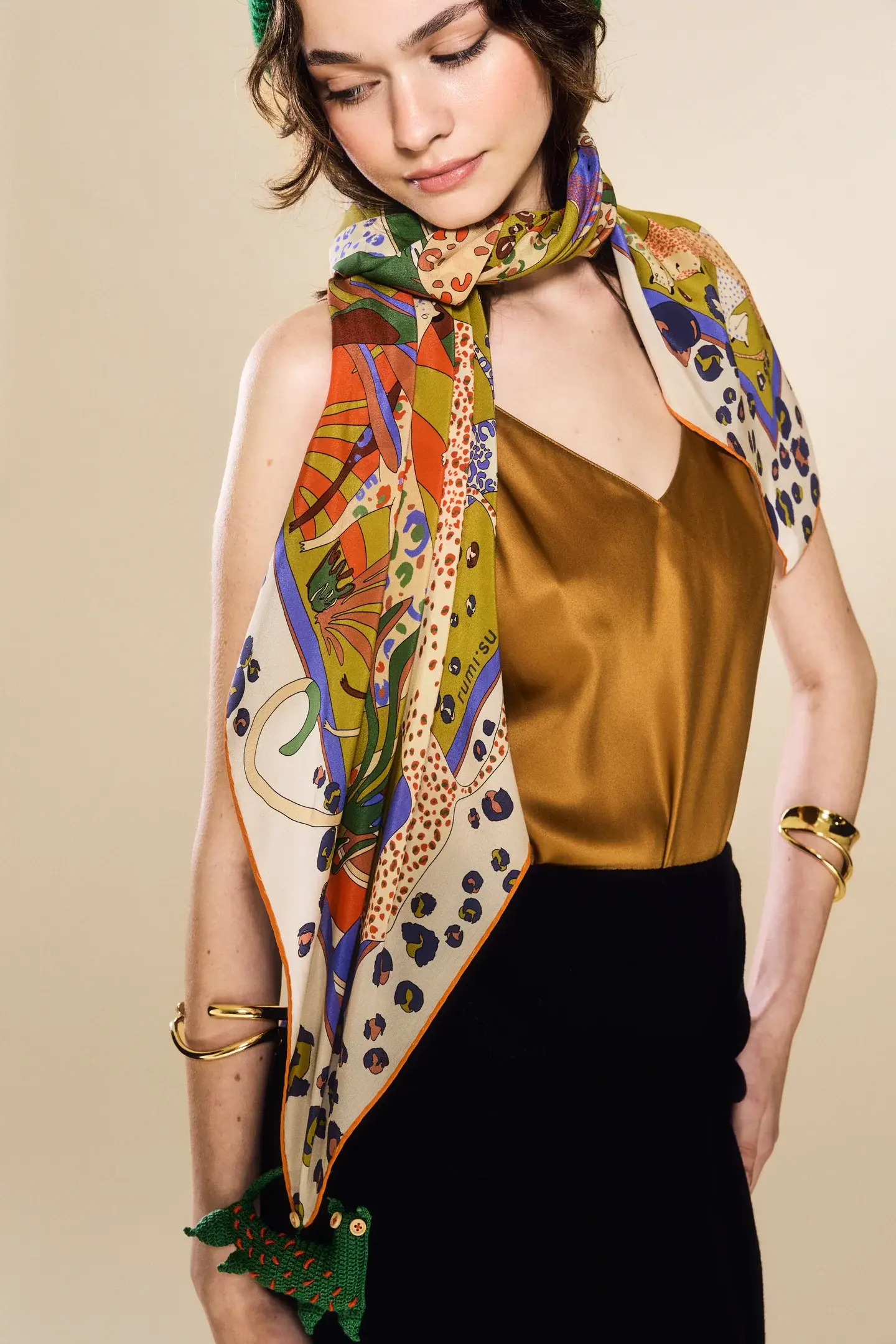 Rumisu - Silk Scarf - Wild Momentum - 105 X 105 cm