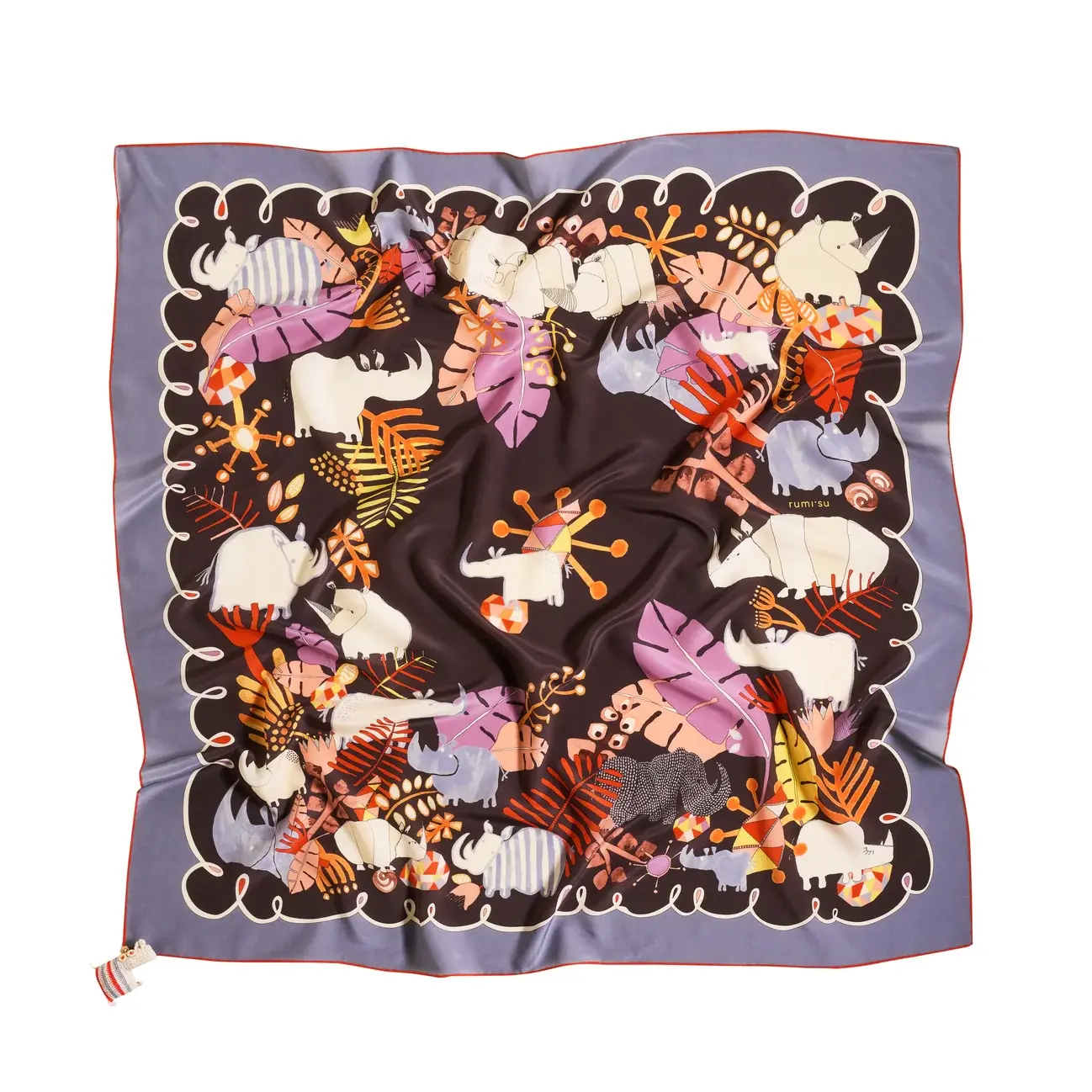 Rumisu - Silk Scarf - Eyes on Rhinos - 105 x 105 cm