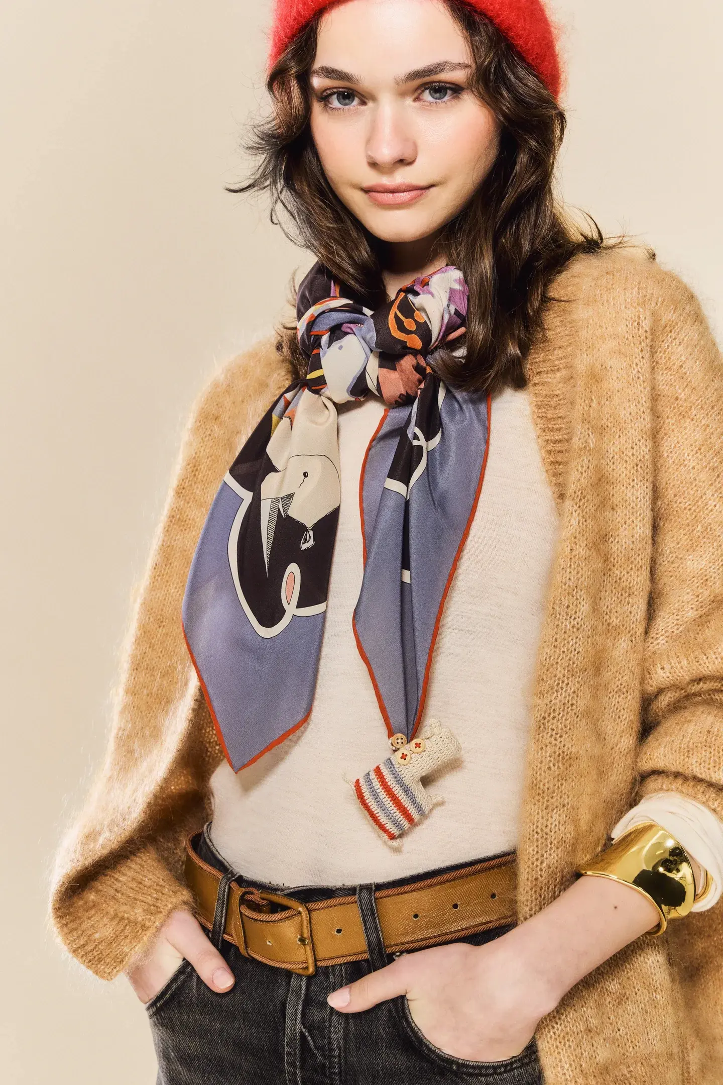 Rumisu - Silk Scarf - Eyes on Rhinos - 105 x 105 cm