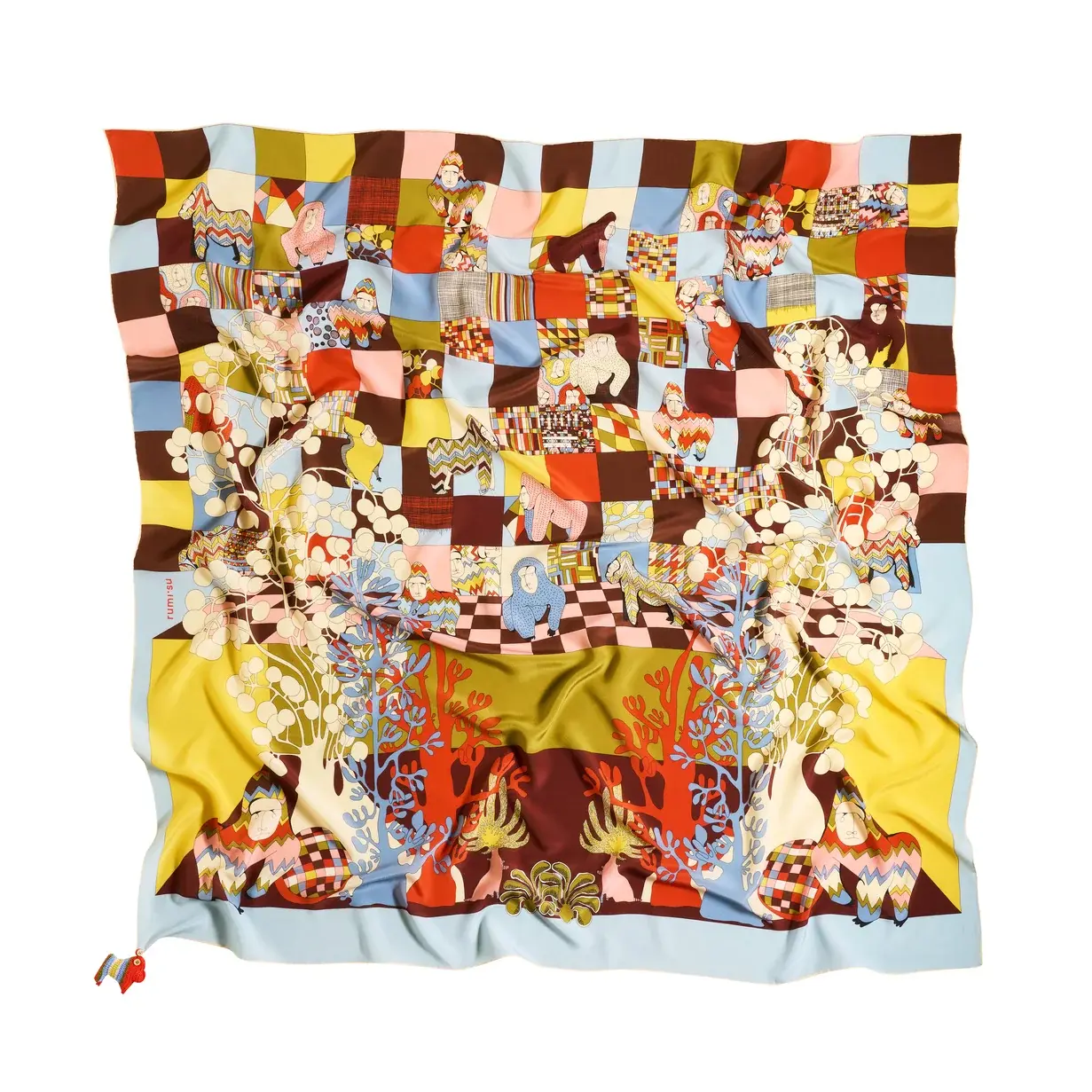 Rumisu - Silk Scarf - Knuckle Walkers - 137 X 137 cm