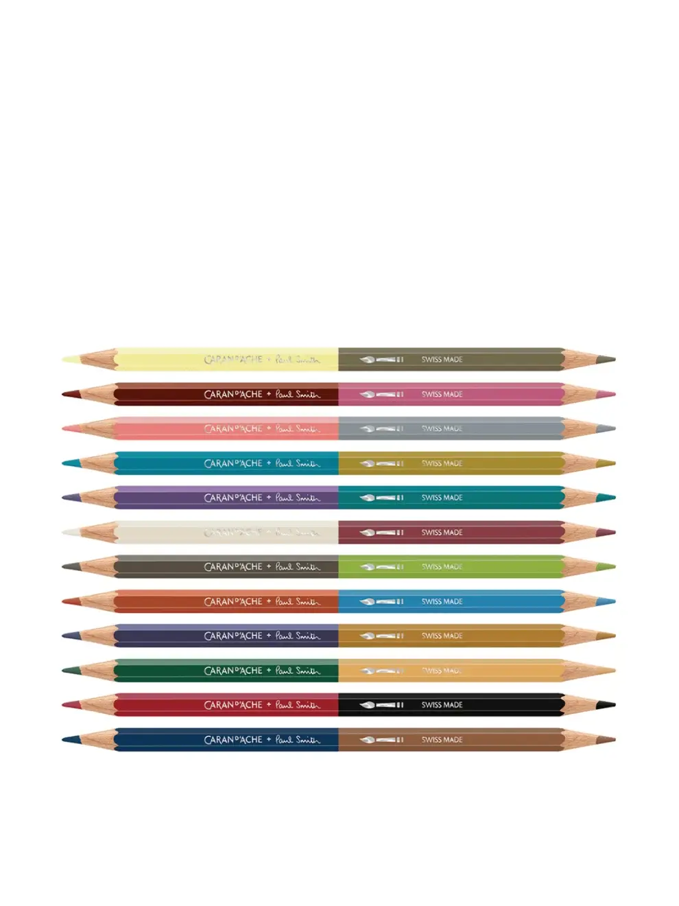 Caran d'Ache x Paul Smith - Set of 12 Dual-Color Pencils and Brush