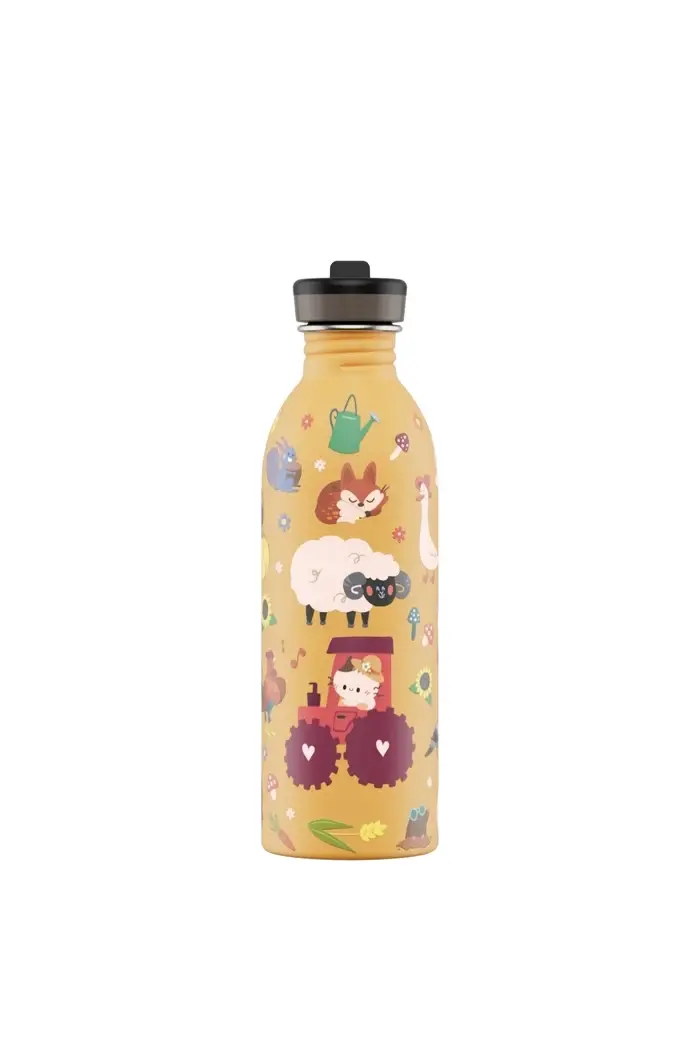 24 Bottles - Farm Friends Stainless Steel Kids' Water Bottle with Straw, 500ml