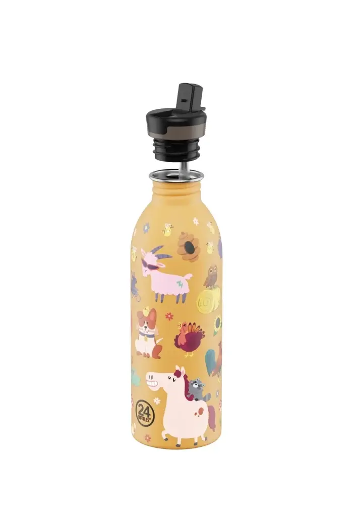 24 Bottles - Farm Friends Stainless Steel Kids' Water Bottle with Straw, 500ml