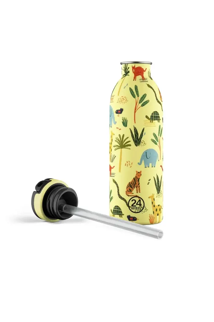 24 Bottles - Jungle Friends Stainless Steel Kids' Water Bottle with Straw, 500ml