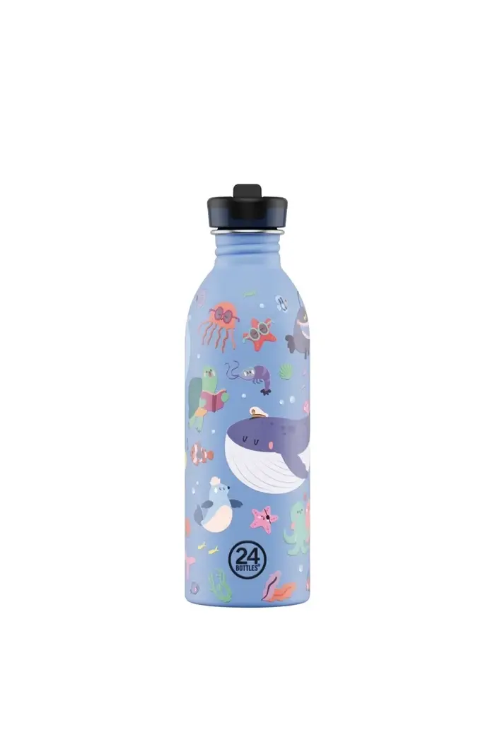 24 Bottles - Ocean Friends Stainless Steel Kids' Water Bottle with Straw, 500ml