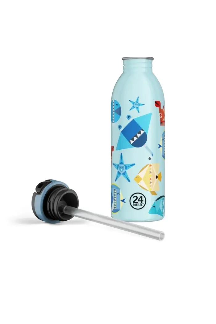 24 Bottles - Sea Friends Stainless Steel Kids' Water Bottle with Straw, 500ml