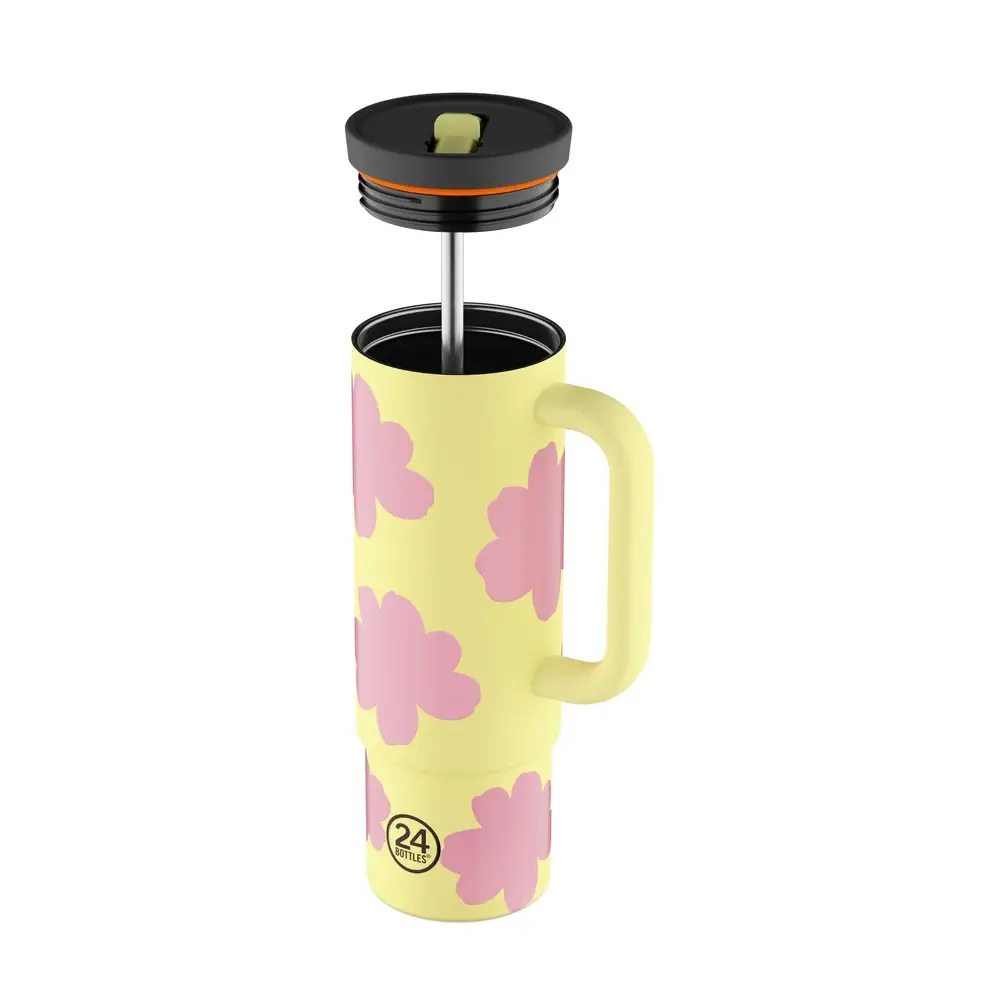 24 Bottles - Straw Cup Daydreaming Yellow Pipetli Paslanmaz Çelik Termos 800ml