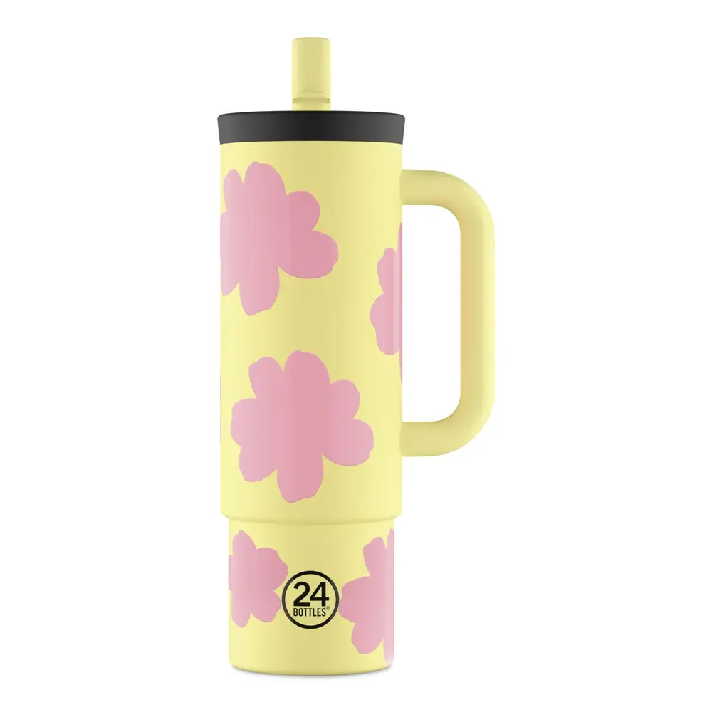 24 Bottles - Straw Cup Daydreaming Yellow Pipetli Paslanmaz Çelik Termos 800ml
