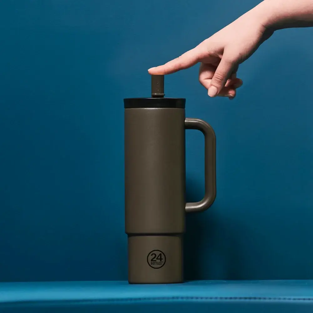 24 Bottles - Straw Cup Mocha Stainless Steel Thermos 330ml