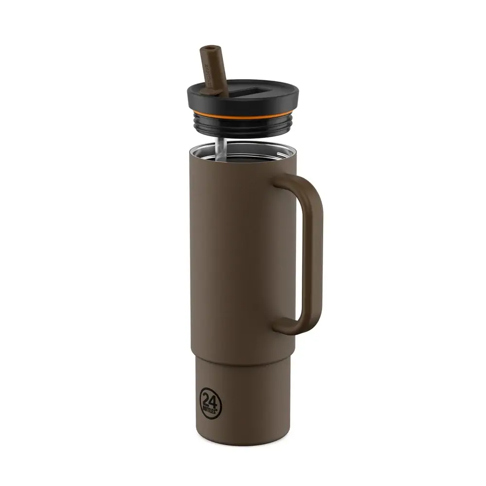 24 Bottles - Straw Cup Mocha Stainless Steel Thermos 330ml
