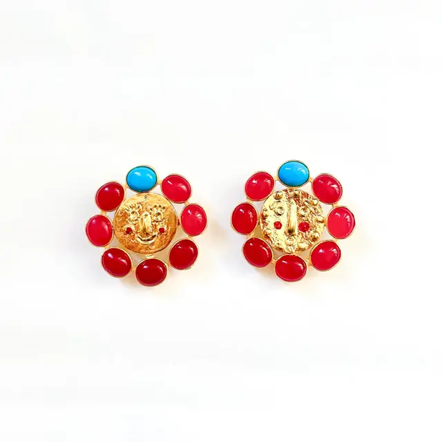 Tanti - Earrings - Precious Dudes - Red & Turquoise