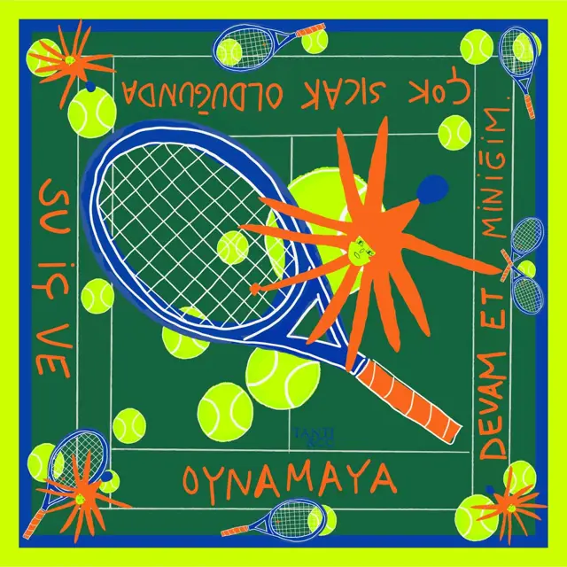 Tanti Silk Scarf - Mini Tennis (Turkish)