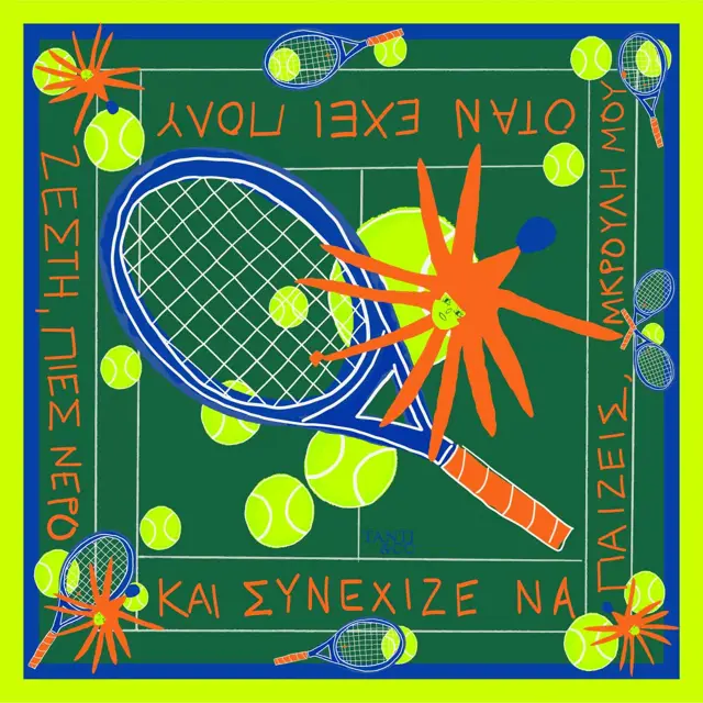Tanti Silk Scarf - Big Tennis (Greek)
