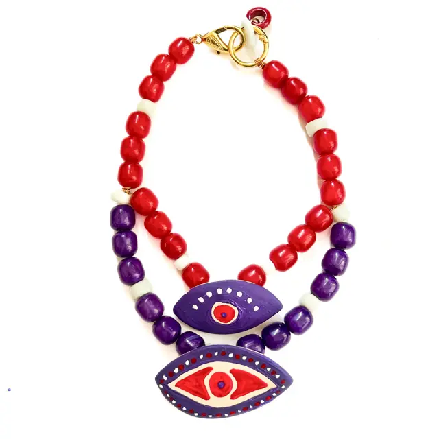 Tanti - Necklace - Eye to Eye - Red & Navy