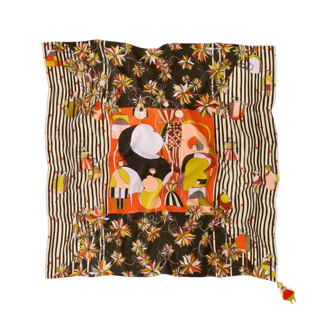 Rumisu - Silk Scarf - Folk & Flora - 105 x 105