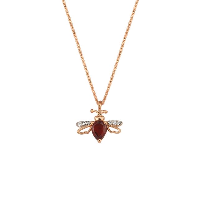 Bee Goddess - Queen Bee Lili Altın Pırlanta Garnet Kolye Xs