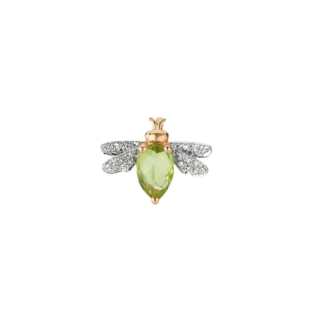 Bee Goddess - Queen Bee Bella Gold Diamond Peridot Single Earring