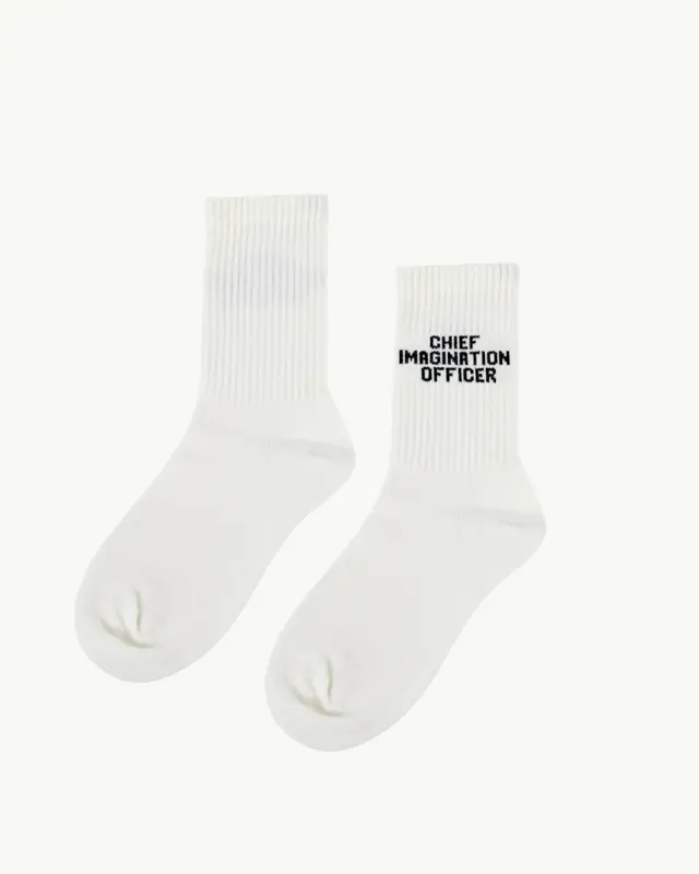 Chief Imagination Officer - White Organic Cotton Socks - Pack of Two