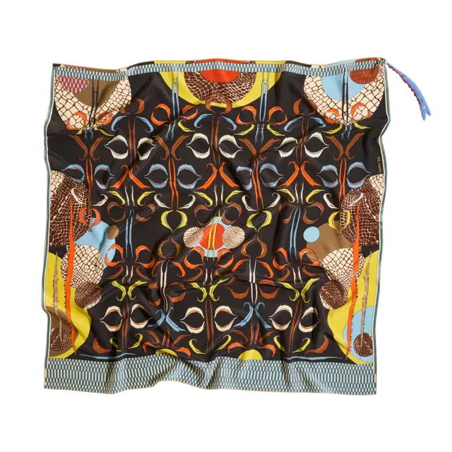 Rumisu - Silk Scarf - Scaled Symmetry - 105 X 105 cm