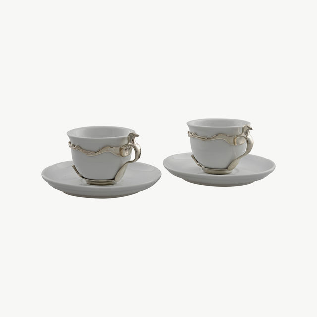 2 Pieces Gull Coffee Set - White Bronze